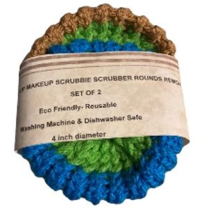 Face Make Up Makeup Scrubbie Scrubber Rounds Remover Colorful Flower Set of 2